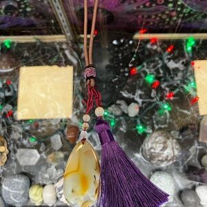 Purple Tassel with Agate Keychain Or Car Accessory